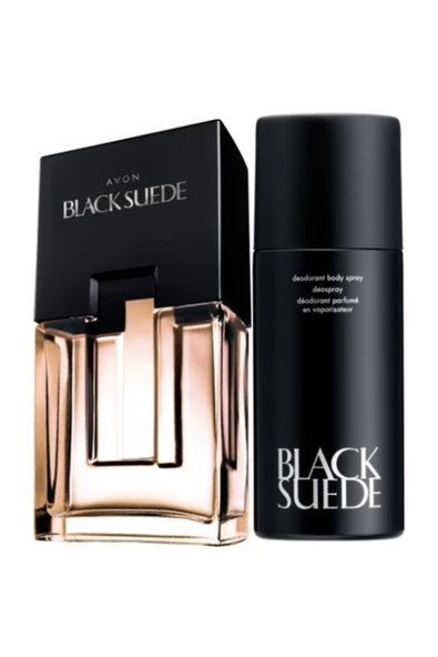 AVON   Black Suede Leather Erkek Parfüm Edt 75 ml.+ Black Suede Erkek Deodorant & Sprey 150 ml.