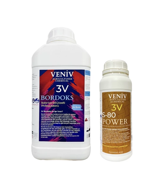 Veniv 3V Bordoks Bordo Bulamacı Bakır İçerikli 5 LT + 3V S-80 Power Sıvı Kükürt 1LT