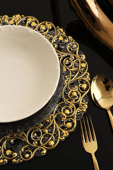 TR Turan Collection LALE 6'lı Supla Seti Gold-Şeffaf Renk, Lüks Sert Plastik Supla Seti - 3