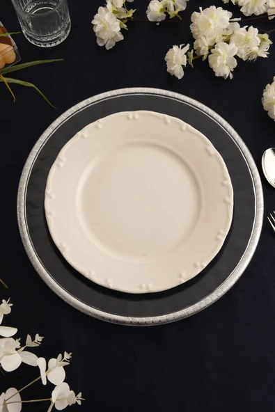 TR Turan Collection STAR 6'lı Supla Seti Gümüş Renk, Lüks Sert Plastik Supla Seti - 4
