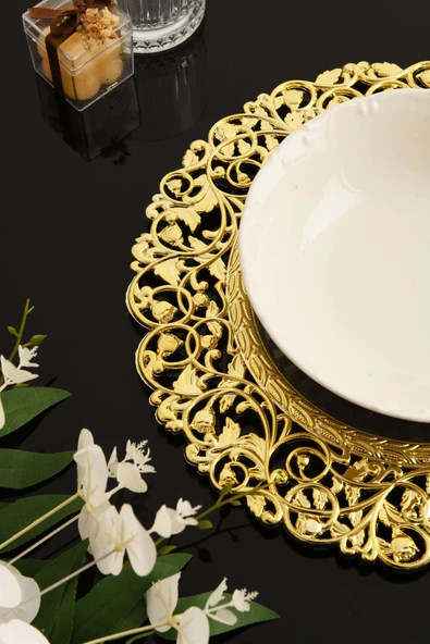 TR Turan Collection LALE 6'lı Supla Seti Gold Renk, Lüks Sert Plastik Supla Seti - 4