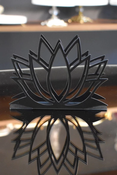 TR Turan Collection Nilüfer Çiçek Model Siyah Metal Peçetelik - 3