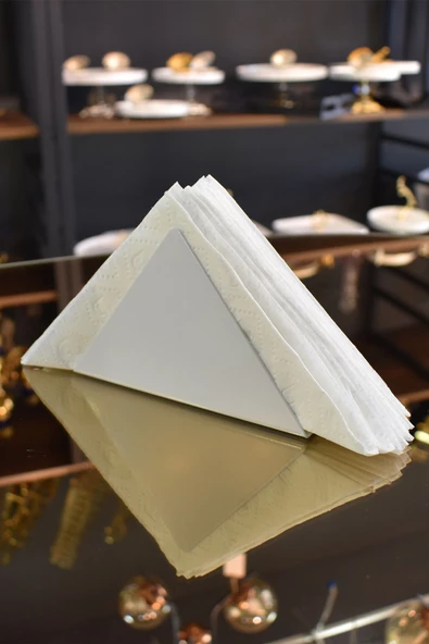 TR Turan Collection Üçgen Model Beyaz Metal Peçetlik - 3