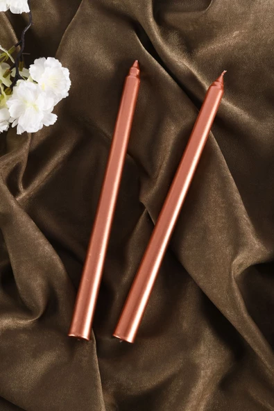 TR Turan Collection Bronz 2'li Şamdan Mumu Konik Mum - 2