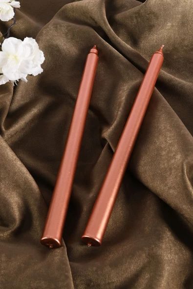 TR Turan Collection Bronz 2'li Şamdan Mumu Konik Mum