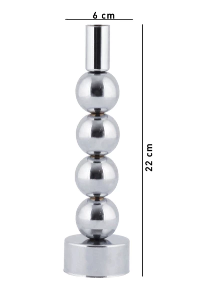 TR Turan Collection Esin Şamdan Gümüş Kaplama Dekoratif Metal Mumluk Bb - 4