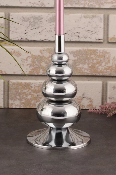 TR Turan Collection FLORA Şamdan Gümüş Kaplama Dekoratif Metal Mumluk BB - 2