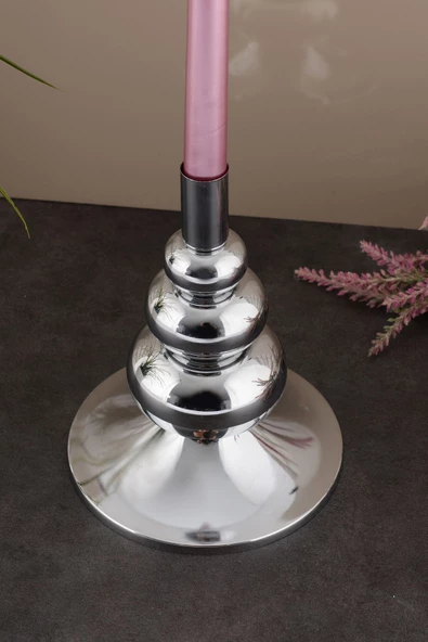 TR Turan Collection FLORA Şamdan Gümüş Kaplama Dekoratif Metal Mumluk OB - 4