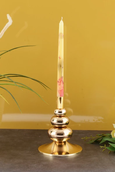 TR Turan Collection FLORA Şamdan Gold Kaplama Dekoratif Metal Mumluk OB - 3