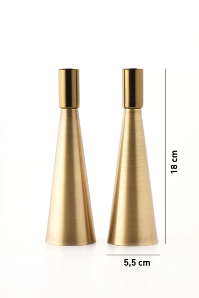 TR Turan Collection KULE 2'li Şamdan Eskitme Kaplam Modern Metal Mumluk Şamdan Seti - 7