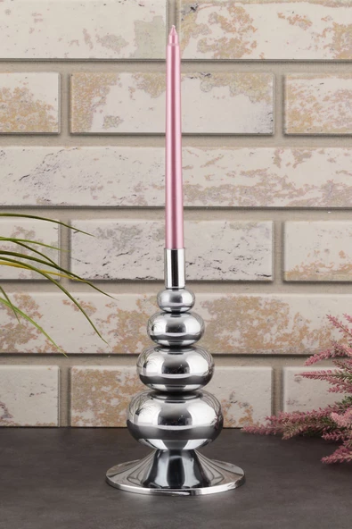 TR Turan Collection FLORA Şamdan Gümüş Kaplama Dekoratif Metal Mumluk BB - 3
