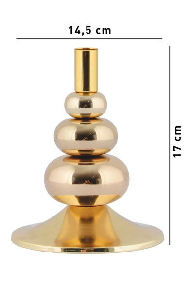 TR Turan Collection FLORA 2'li Şamdan Gold Kaplama Dekoratif Metal Mumluk - 7