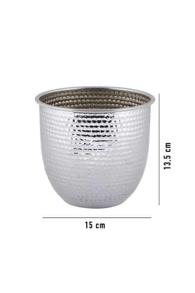 TR Turan Collection GİZEM Metal Dövme Vazo Gümüş Renk Metal Aranjman - ÇİÇEKSİZ - 6