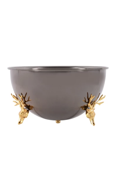 TR Turan Collection GEYİK VAZO Siyah Renk Metal Aranjman, Gold Geyik Ayaklı Çiçek Vazosu - ÇİÇEKSİZ - 6
