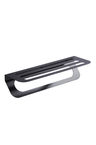 TR Turan Collection Metal Siyah Modern Havluluk, Minimalist Banyo Rafı - 3