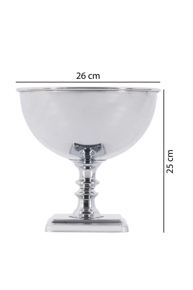 TR Turan Collection KUBBE Gümüş Renk Metal Aranjman, Dekoratif Ayaklı Çiçek Vazosu - ÇİÇEKSİZ - 6