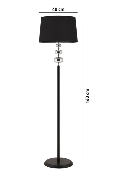 TR Turan Collection FLORA Siyah Lambader Siyah Başlık, Gümüş Küre Detaylı Metal Lambader - 3