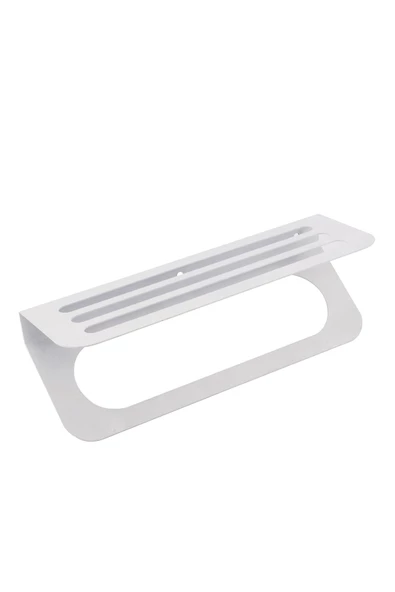TR Turan Collection Metal Beyaz Modern Havluluk, Minimalist Banyo Rafı - 2