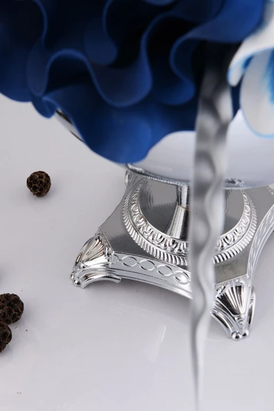 TR Turan Collection DERYA Gümüş Renk Metal Aranjman, Dekoratikf Ayaklı Çiçek Vazosu - ÇİÇEKSİZ - 4