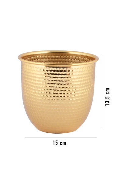 TR Turan Collection GİZEM Metal Dövme Vazo Gold Metal Aranjman - ÇİÇEKSİZ - 6