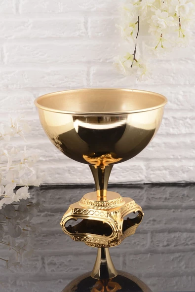 TR Turan Collection DERYA Gold Metal Aranjman, Dekoratikf Ayaklı Çiçek Vazosu - ÇİÇEKSİZ - 4