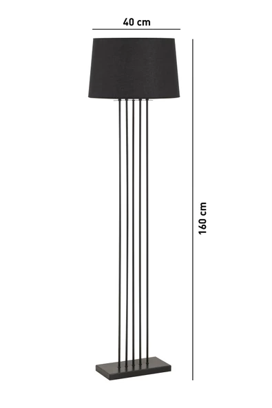 TR Turan Collection MIZRAK Siyah Lambader Siyah Başlık, Modern 5'li Mızrak Metal Lambader - 3