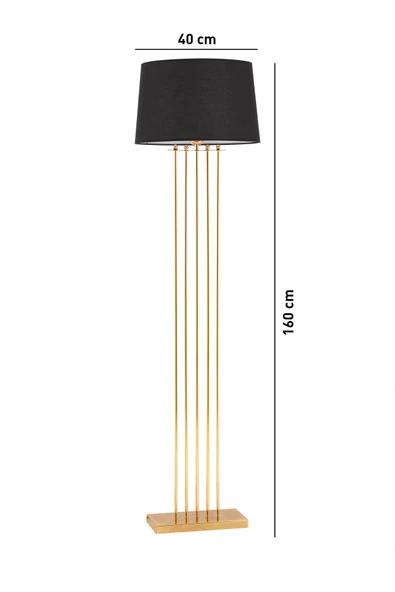 TR Turan Collection MIZRAK Gold Lambader Siyah Başlık, Modern 5'li Mızrak Metal Lambader - 3