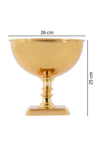TR Turan Collection KUBBE Gold Renk Metal Aranjman, Dekoratif Ayaklı Çiçek Vazosu - ÇİÇEKSİZ - 6