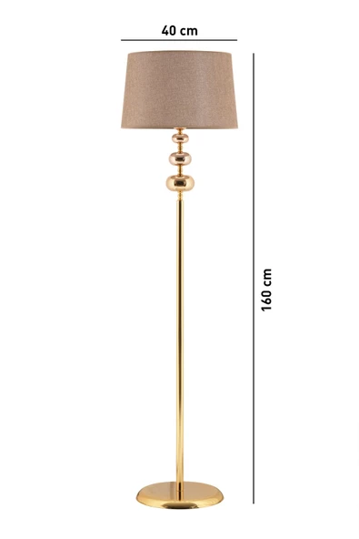 TR Turan Collection FLORA Gold Lambader Bej Başlık, Siyah Küre Detaylı Metal Lambader - 3