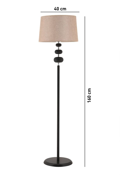 TR Turan Collection FLORA Siyah Lambader Bej Başlık, Siyah Küre Detaylı Metal Lambader - 3