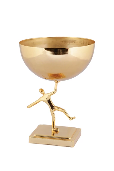 TR Turan Collection OSCAR Gold Tutan Adam Dekorlu Metal Aranjman, Yapay Çiçek Vazosu - ÇİÇEKSİZ - 4