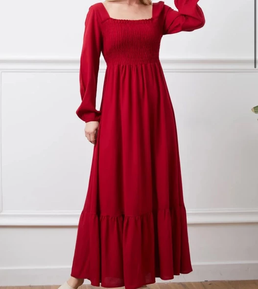 BORDO GİPELİ ELBİSE