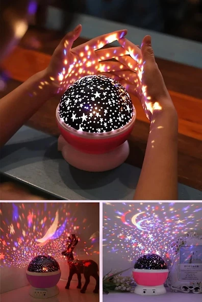 Gece Lambası Projeksiyon Led Renkli Yıldızlı Gökyüzü Projeksiyon - 3