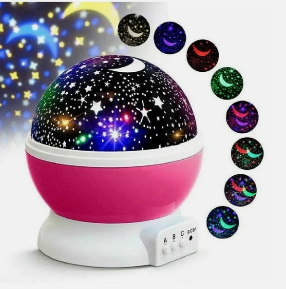 Gece Lambası Projeksiyon Led Renkli Yıldızlı Gökyüzü Projeksiyon