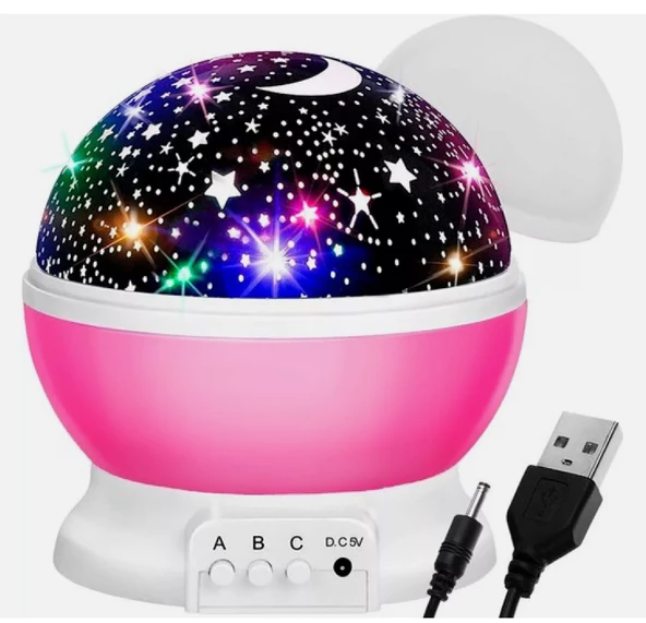 Gece Lambası Projeksiyon Led Renkli Yıldızlı Gökyüzü Projeksiyon - 4