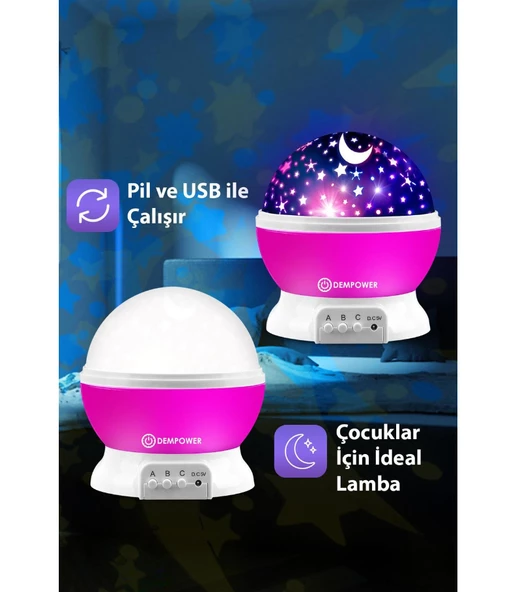 Gece Lambası Projeksiyon Led Renkli Yıldızlı Gökyüzü Projeksiyon - 5