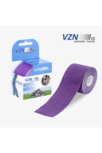 VZN TAPE KİNESİOLOGY Sport Tape Mor Renk Kinezyo Sporcu Bandı Ağrı Bandı 5 Metre X 5 Cm