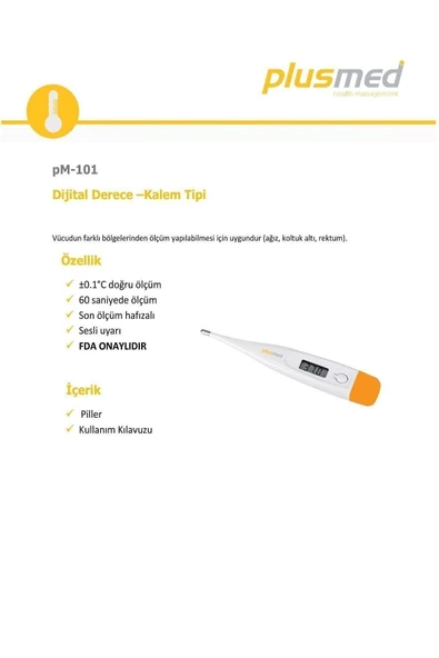 PLUSMED Pm 101 Dijital Koltuk Altı Beden Derecesi (thermometer) 10 Adet (kutuda 10 Adet) - 4