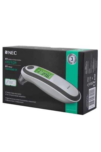 NEC A11 Geniş Ekranlı Kulaktan Ve Alından Dijital Temassız Ateş Ölçer - 8
