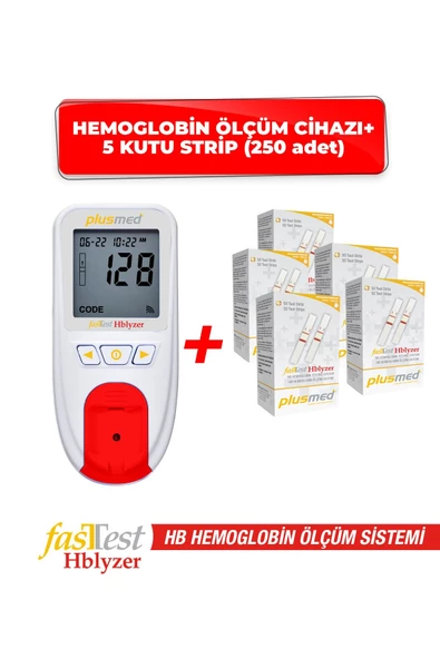 PLUSMED Fasttest Hblyzer Hemoglobin Ölçüm Cihazı Ve 5 Kutu Strip