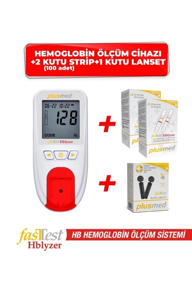 PLUSMED Fasttest Hblyzer Hemoglobin Ölçüm Cihazı 2 Kutu Strip 1 Kutu Lanset