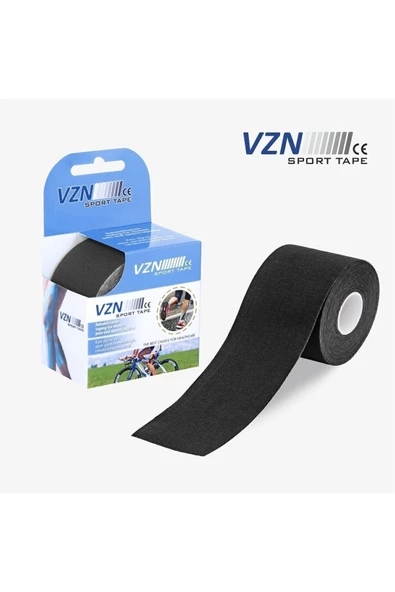 VZN TAPE KİNESİOLOGY Sport Tape Siyah Renk Kinezyo Sporcu Bandı Ağrı Bandı 5 Metre X 5 Cm