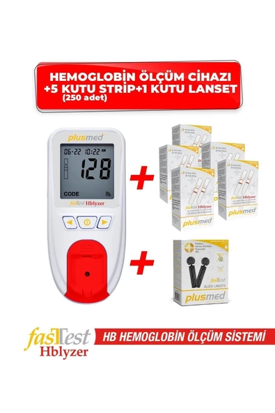 PLUSMED Fasttest Hblyzer Hemoglobin Ölçüm Cihazı 5 Kutu Strip 1 Kutu Lanset