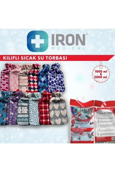 IRON - SICAK SU TORBASI DESENLİ KILIFLI BÜYÜK 2000ML