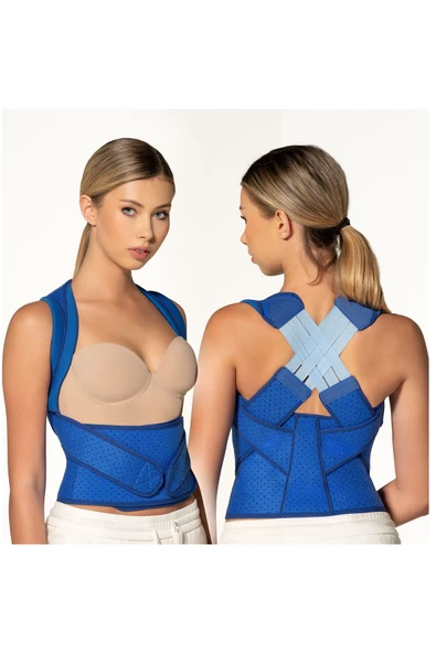 WİCROMED Dik Duruş - Posture Steeep Korsesi Mavi NEOPREN Kumaş Standart 2 ( L-XL-2XL-3XL )
