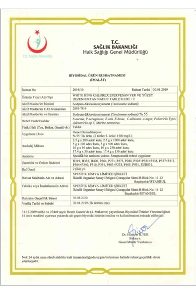 WHİTE KİNG CHLOREX Chlorex Tablet Dezenfektan 100lü - 5
