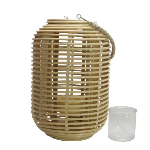 T.Concept Dekoratif Halatlı Rattan Cam Hazneli Mumluk Küçük - 2