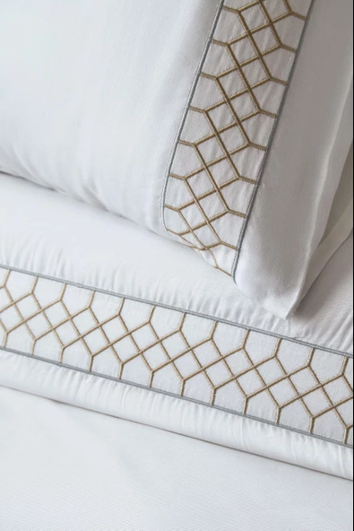 ÇİFT KİŞİLİK NAKIŞLI BAMBU NEVRESİM TAKIMI HERA WHITE - NEVRESIM - 2