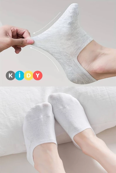 3'LÜ KADIN SİLİKONLU DİKİŞSİZ KAYDIRMAZ TOPUK PAMUKLU TERLETMEZ BABET ÇORAP - 3