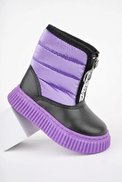 Muggo CANDY Garantili Bebek Rahat Kalıp Önü Fermuarlı İçi Kürklü Yağmur ve Kar Botu - 9